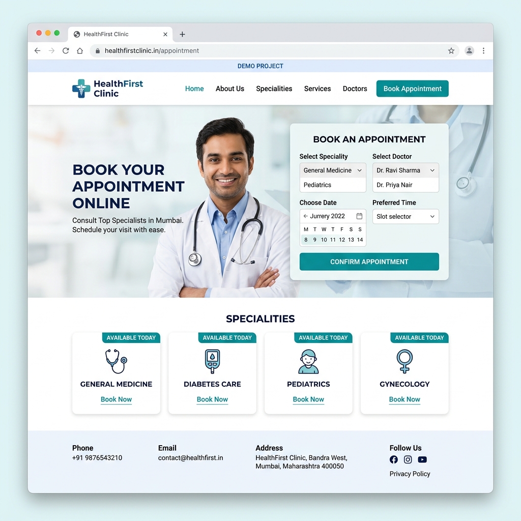 Clinic Booking Website — Demo